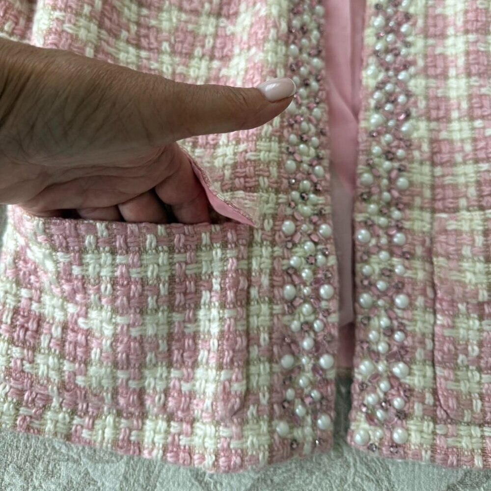 I.C.E. Vintage Chanel-style tweed jacket Barbie vibes size 4 - Picture 6 of 11